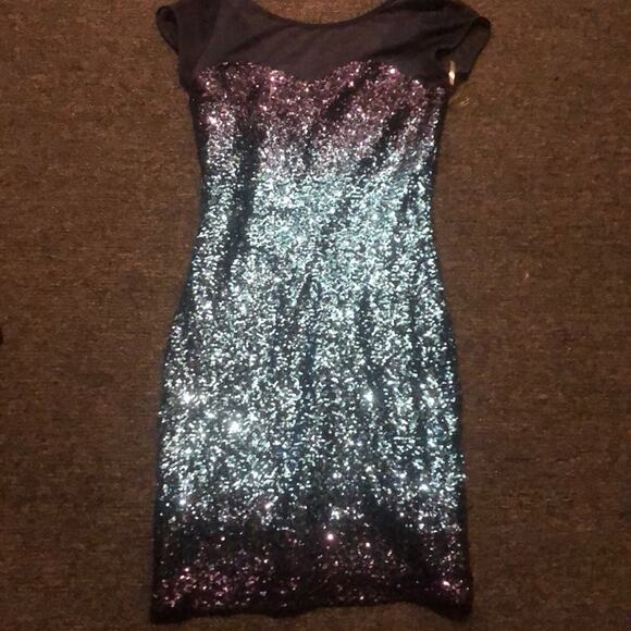 Speechless Blue Ombré Sequin Dress Mini Junior's size 5 1989 Midnights Eras HOCO - Picture 1 of 4